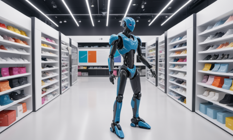 Futuristic AI interface displaying inventory management data for dropshipping with predictive analytics and automated alerts.
